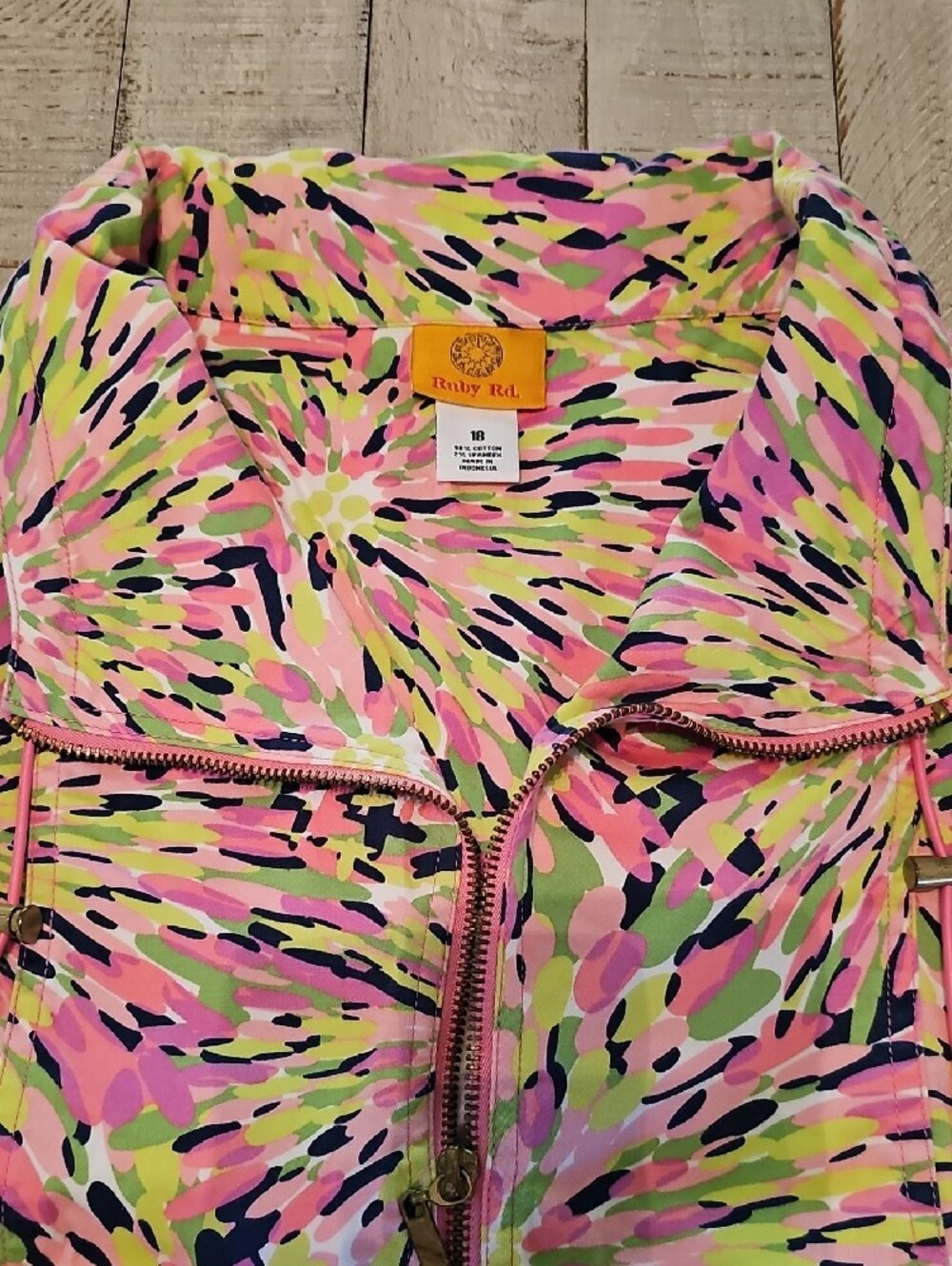 Ruby Rd. Pink Multi Floral Zip Jacket - Picture 2 of 8